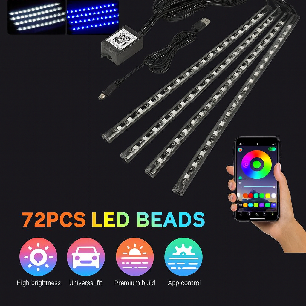 UNIQautos DIY Universal 12V Premium Ambient Footwell Lighting Kit