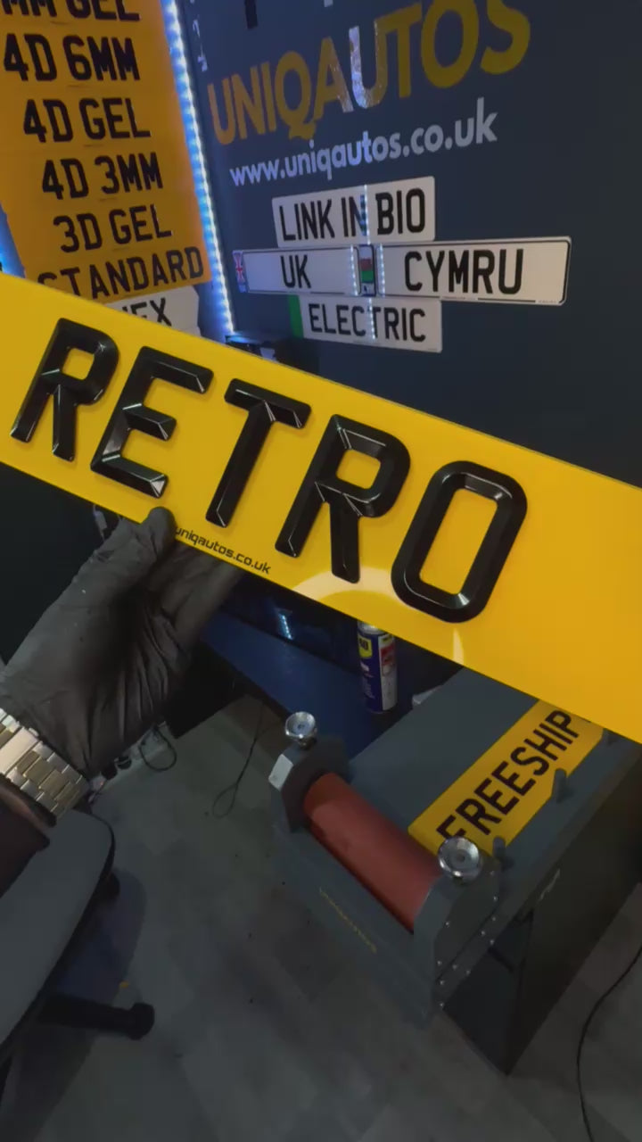 UNIQREG Retro Character Number Plate Set