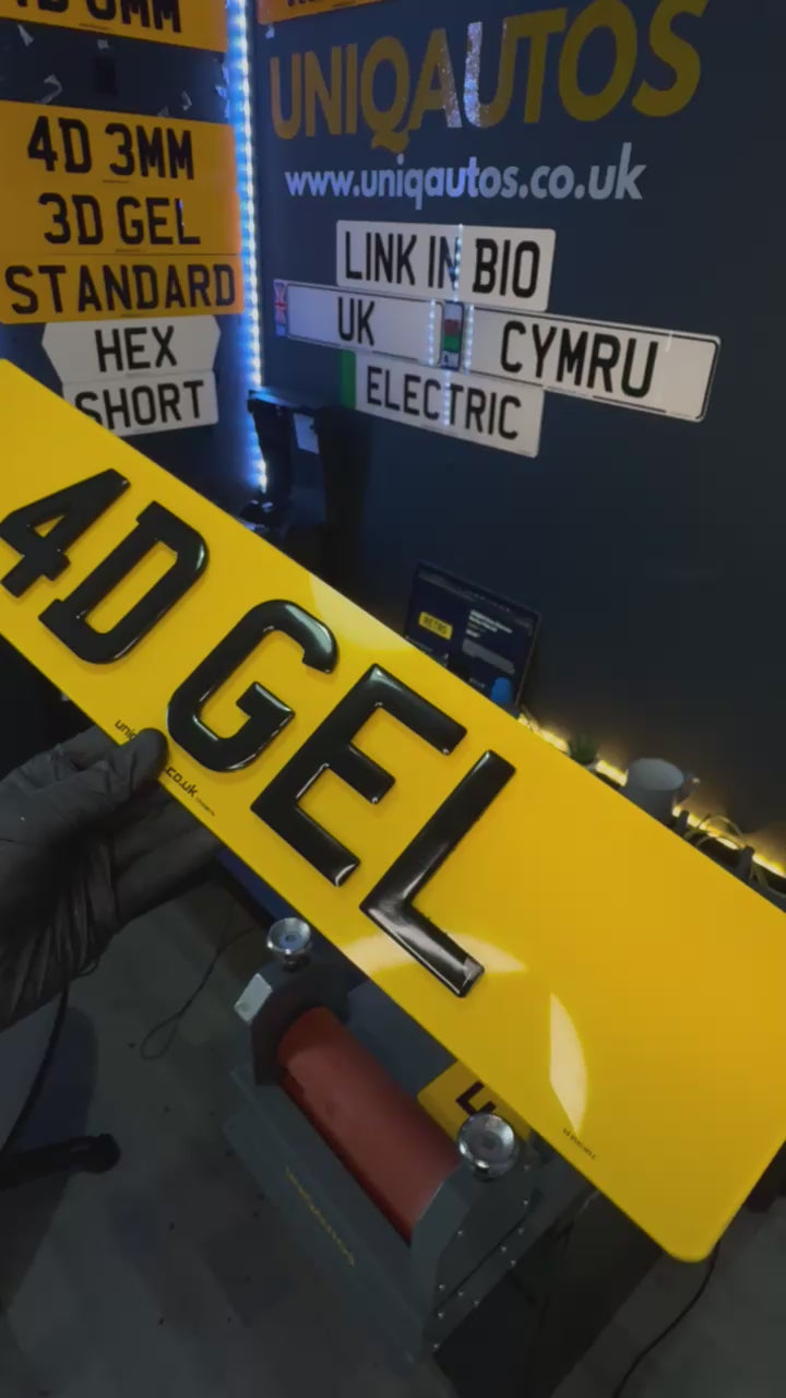 UNIQREG 4D Gel Character Number Plate Set